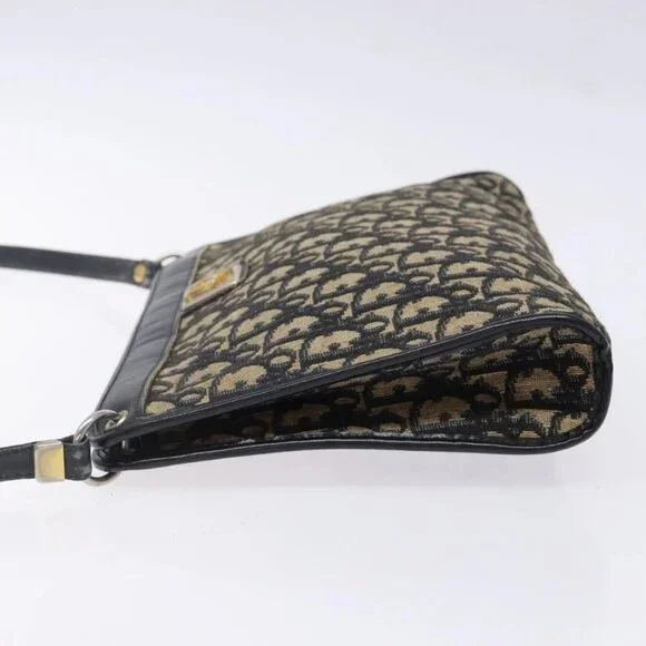 Christian Dior Trotter Canvas Shoulder Bag Navy Gold Auth 141525 - Picture 6 of 16